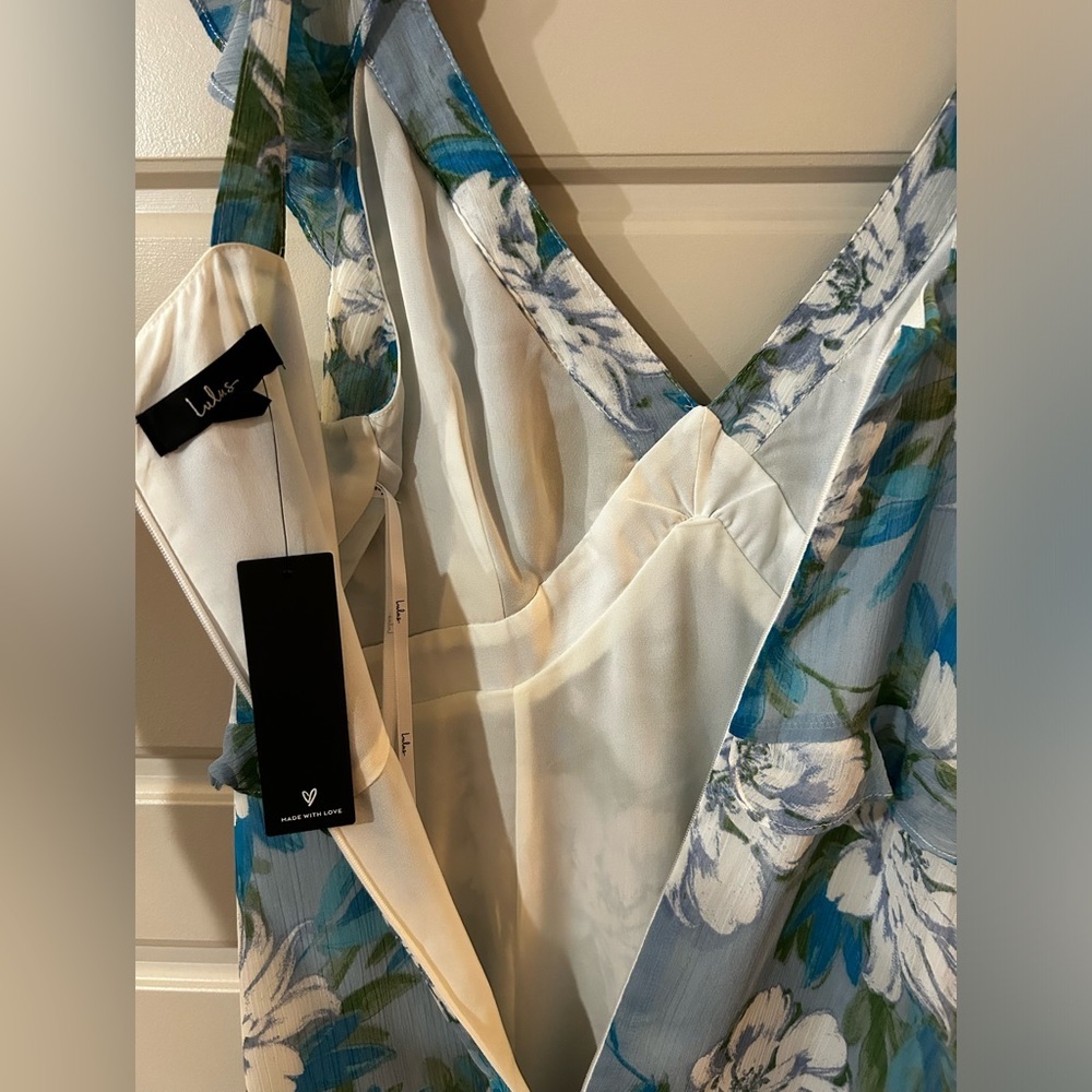 NEW! Lulu’s Sensational Spring Light Blue Floral Print Ruffled Maxi Dress 🌷 - Picture 12 of 13